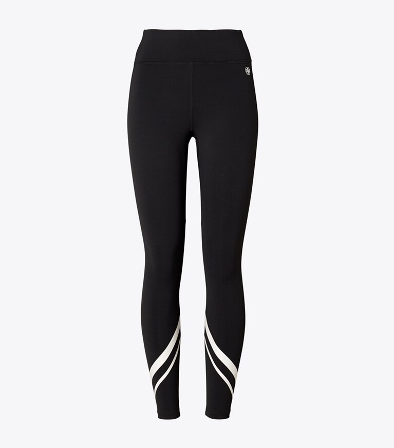 Tory Burch diseñador prendas inferiores Legging con chevrón sin peso en Sport Black/Snow White frente