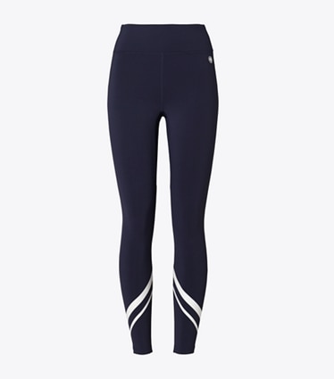 Tory Burch diseñador prendas inferiores Legging con chevrón sin peso en Tory Navy / Snow White frente