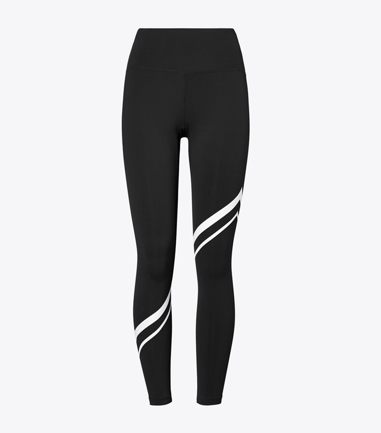 Tory Burch diseñador prendas inferiores Legging de compresión Sculpt con chevrón diagonal en Sport Black frente
