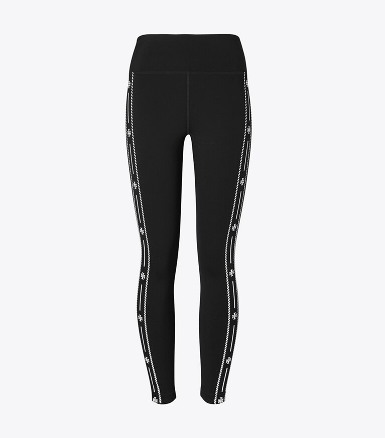 Tory Burch designer bas Legging de compression à bordure ornée du logo dans BLACK de face