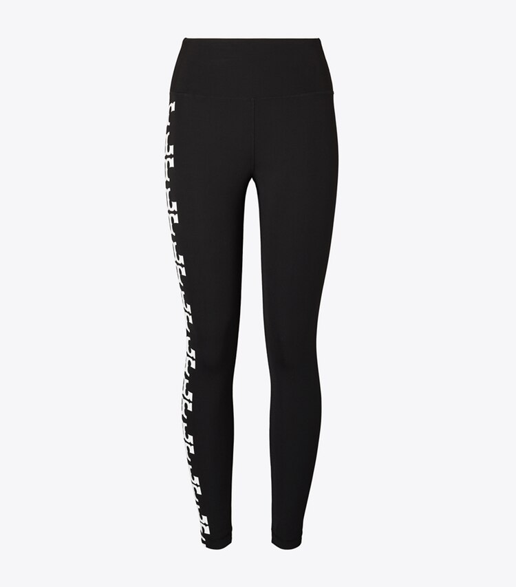 Tory Burch designer bas Legging de compression 7/8 à logo réfléchissant dans Black de face