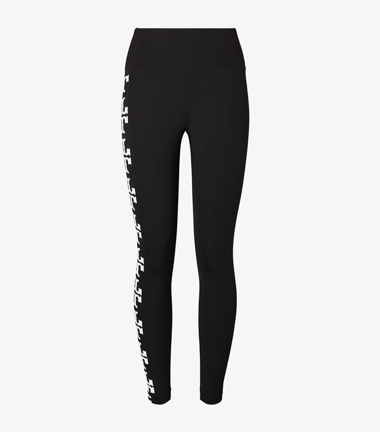 Tory Burch designer bas Legging de compression 7/8 à logo réfléchissant dans Black de face