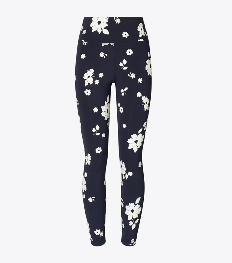 Tory Burch diseñador prendas inferiores Legging de nailon estampado en Medium Navy Contrast Floral frente