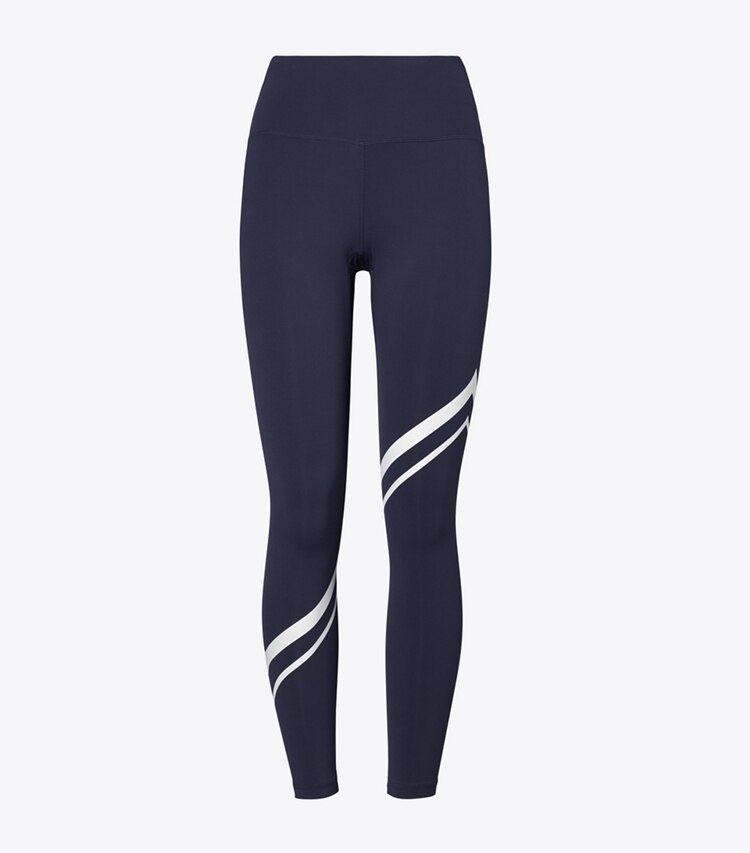 Tory Burch designer bas Legging Sculpt à chevrons en diagonale in Tory Navy front