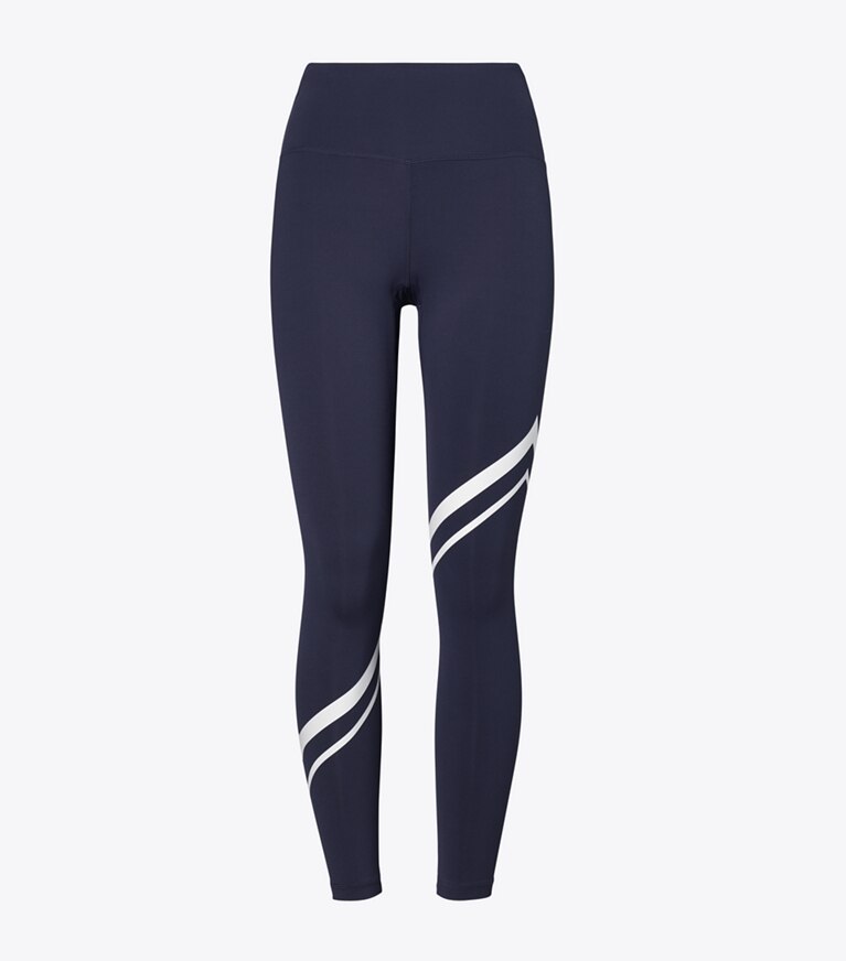 Tory Burch designer bas Legging Sculpt à chevrons en diagonale in Tory Navy front