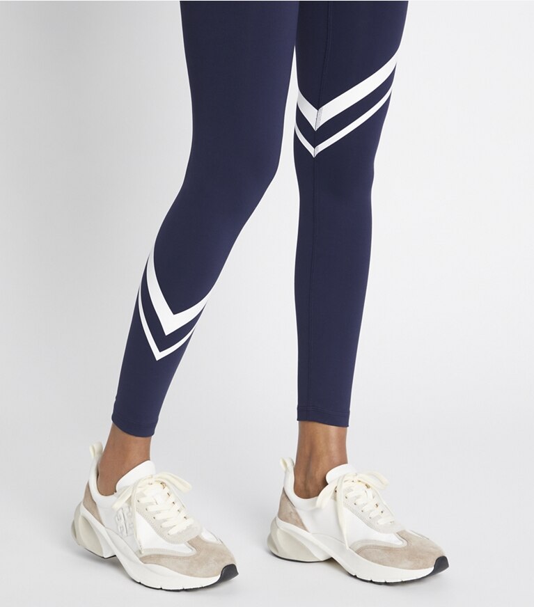 Tory Burch designer bas Legging Sculpt à chevrons en diagonale in Tory Navy front