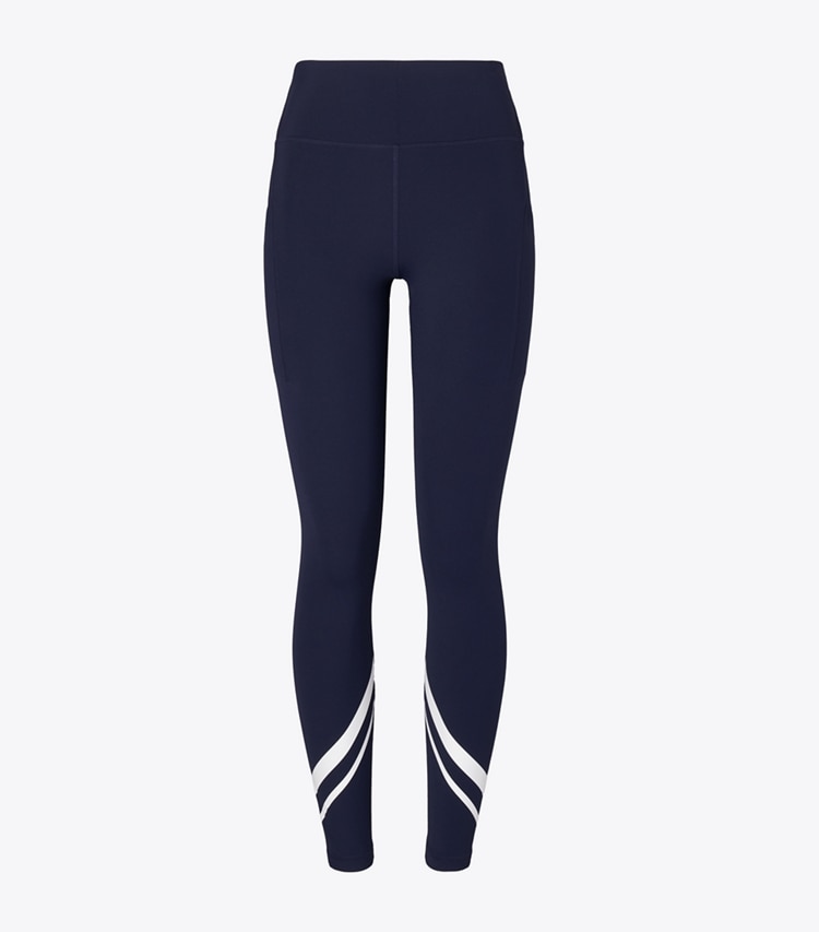 Tory Burch diseñador prendas inferiores Leggings de chevron con bolsillo lateral en Tory Navy frontal
