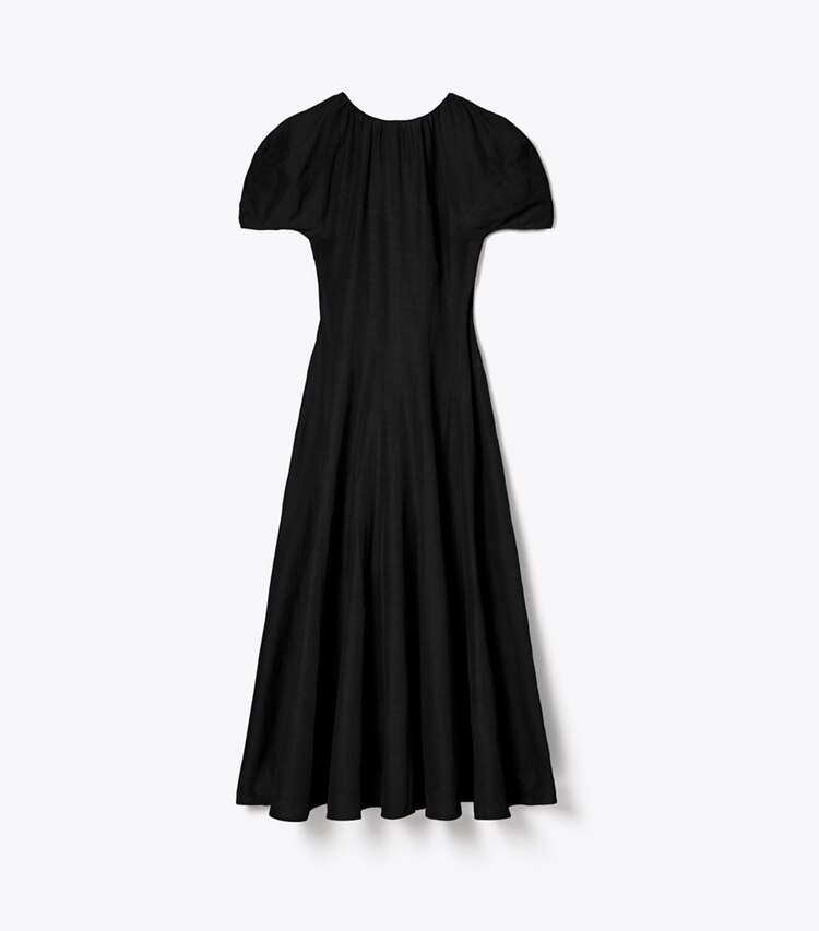Tory Burch designer kleider Leinenkleid mit Ballonärmeln in Black front