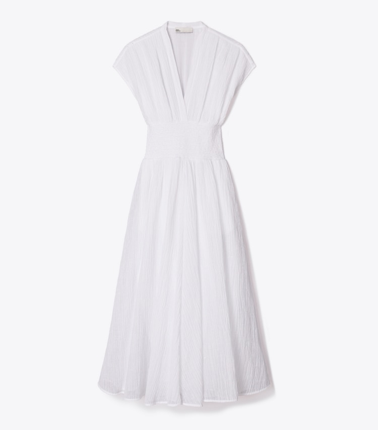 Tory Burch designer strandmode Leinenkleid mit V-Ausschnitt in White front