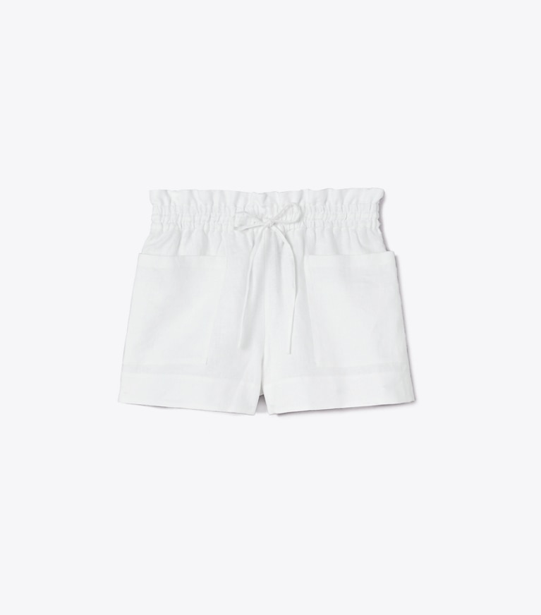 Tory Burch designer strandmode Leinenshorts in White front