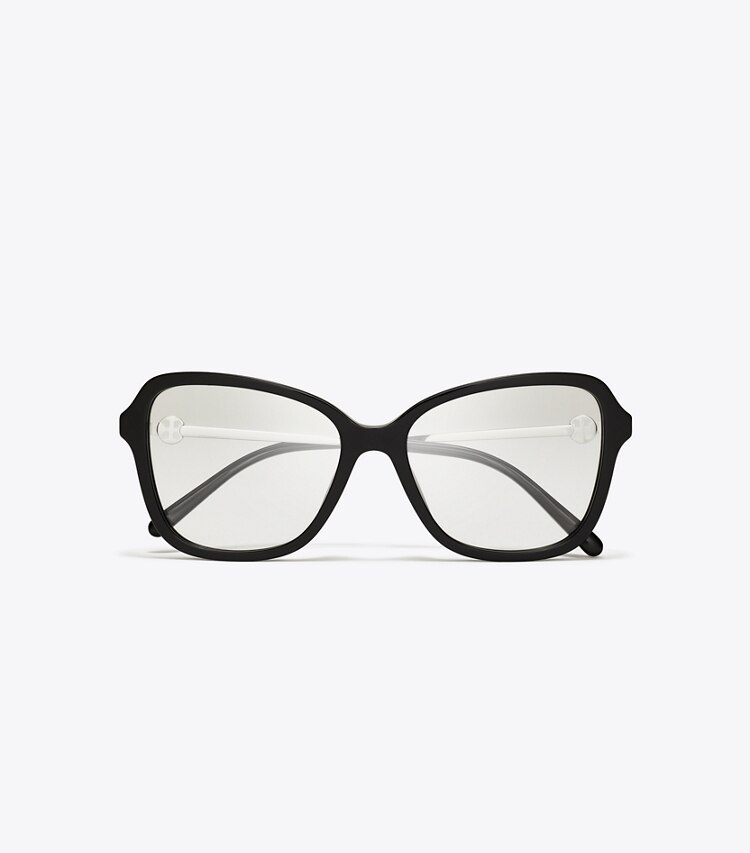Tory Burch diseñador gafas de sol y gafas graduadas Lentes Miller Butterfly extragrandes en BLACK/SILVER vista superior