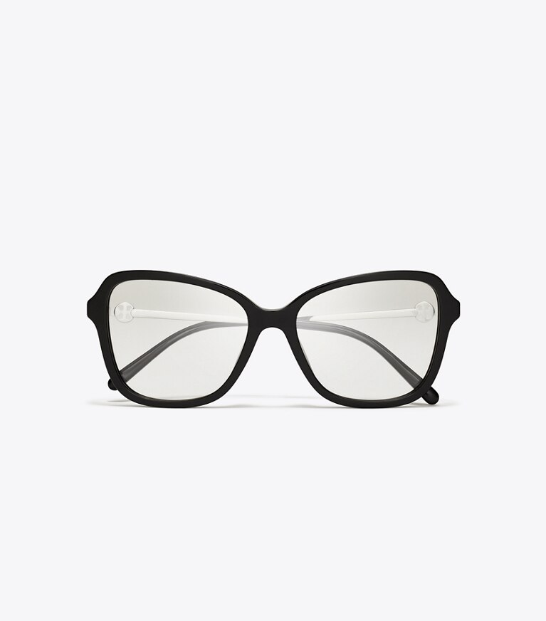 Tory Burch diseñador gafas de sol y gafas graduadas Lentes Miller Butterfly extragrandes en BLACK/SILVER vista superior
