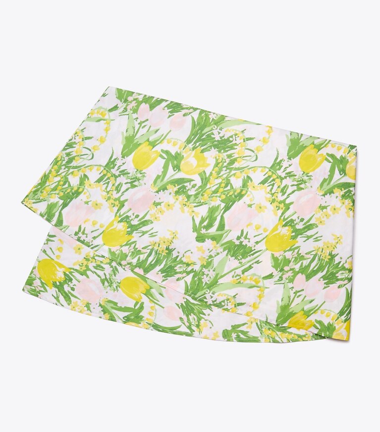 Tory Burch designer linens Les Tulipes Round Tablecloth, 90" in Tulips front