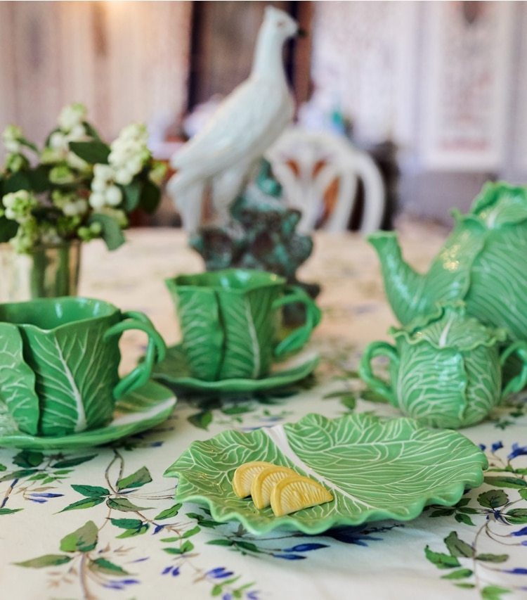 Tory Burch designer tabletop & drinkware Lettuce Ware & Lemon Side Plate in Green overhead