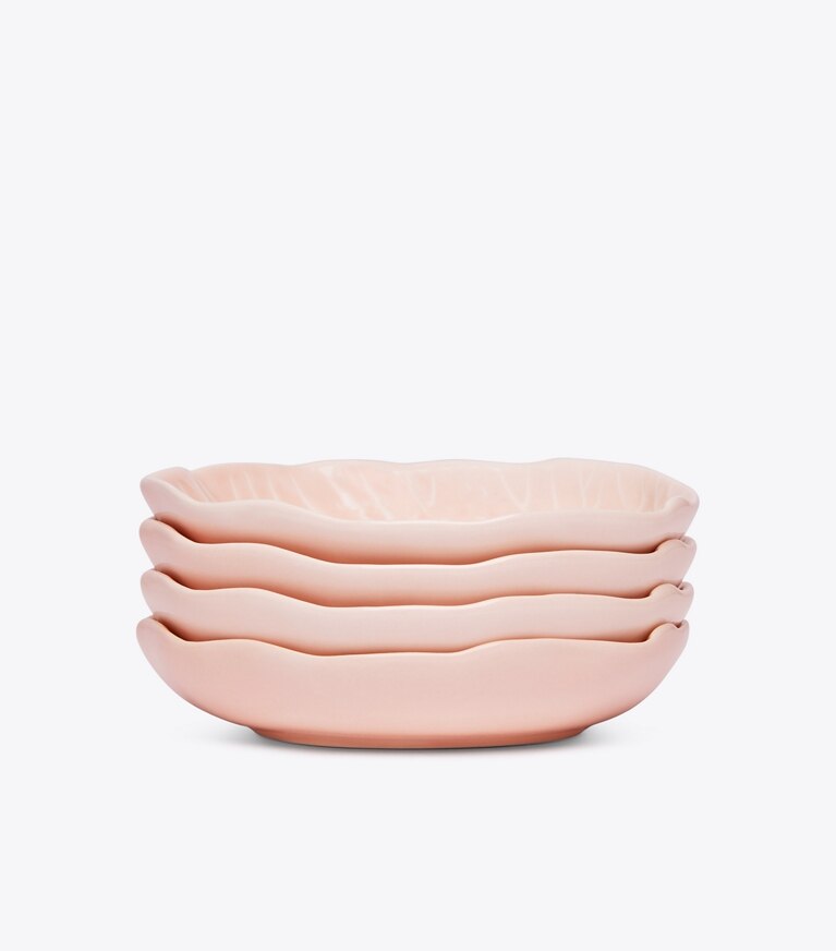 Tory Burch designer tabletop & drinkware Lettuce Ware Canapé Plate, Set of 4 in Pale Pink front