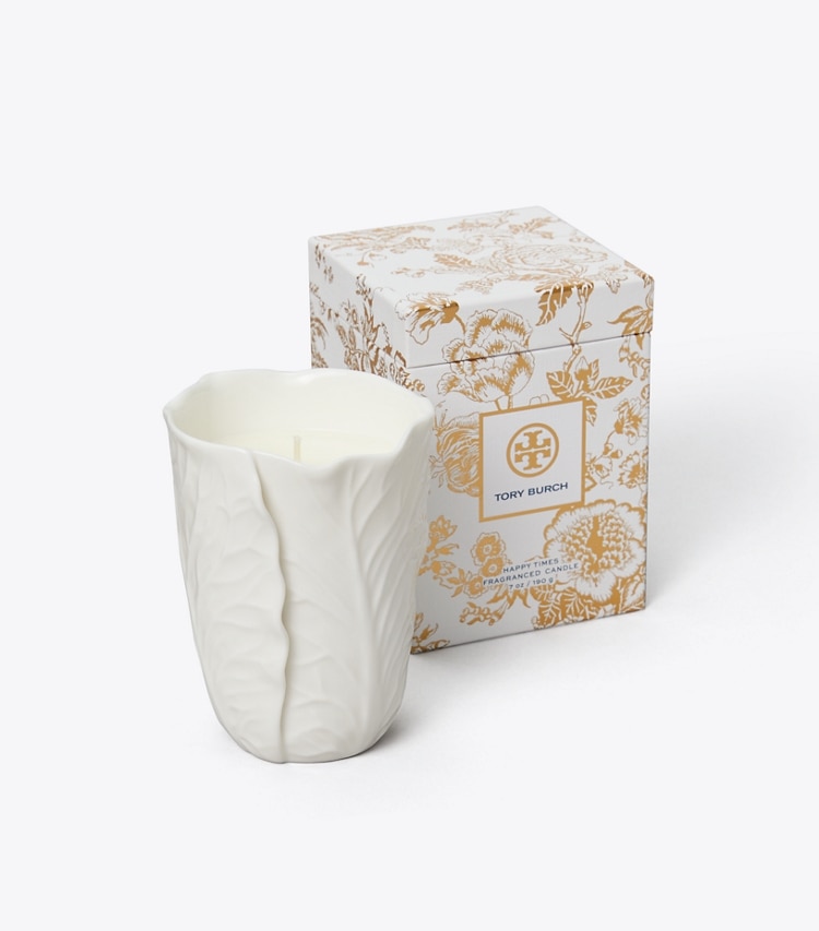 Tory Burch designer candles Lettuce Ware Candle in White / White angle