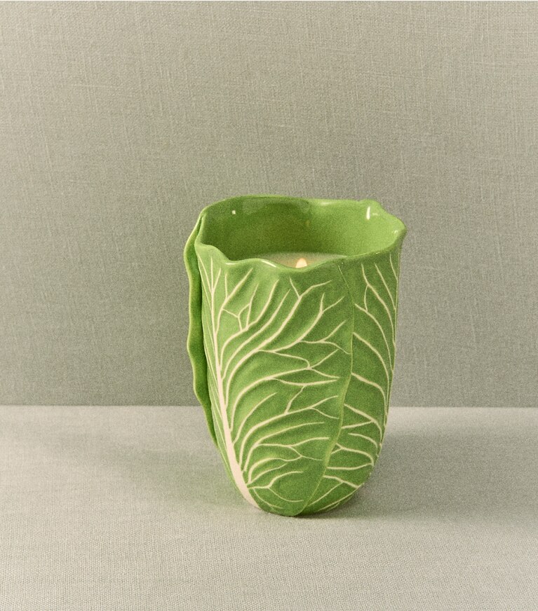 Tory Burch designer candles Lettuce Ware Candle in Green front