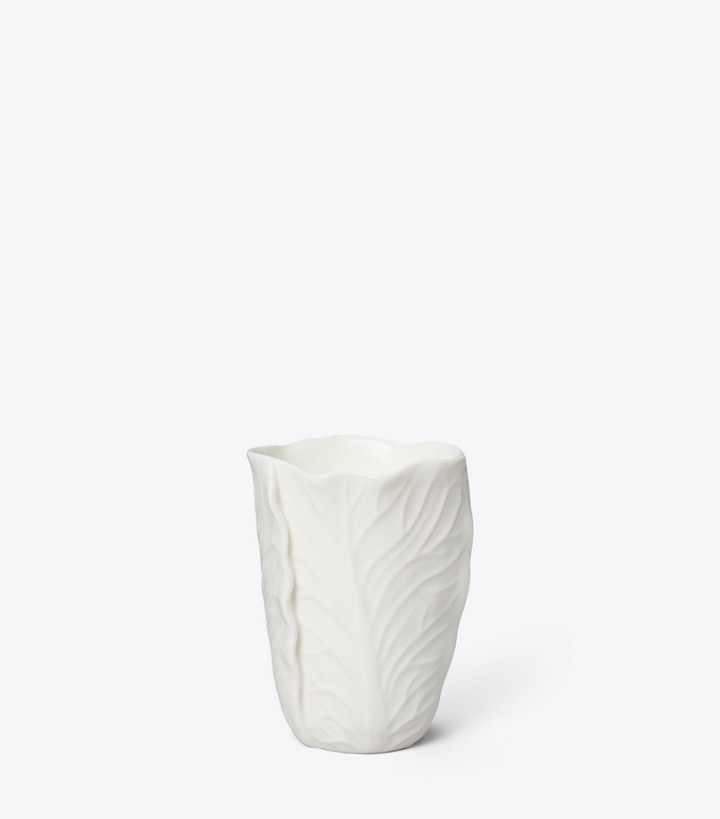 Tory Burch designer candles Lettuce Ware Candle in White / White front