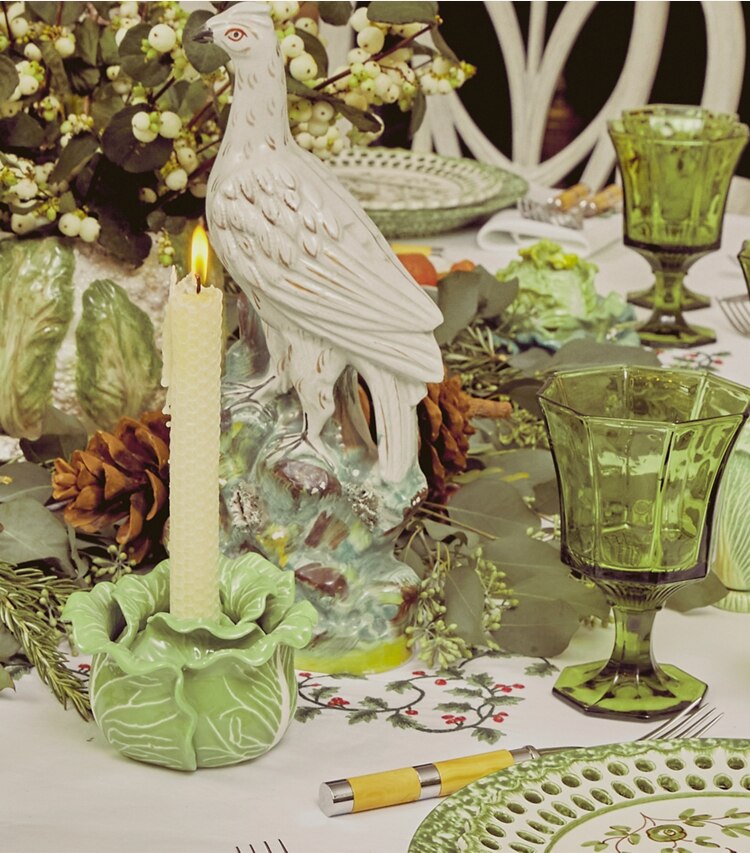 Tory Burch designer tabletop & drinkware Lettuce Ware Candle Holder, Set of 2 in Green editorial