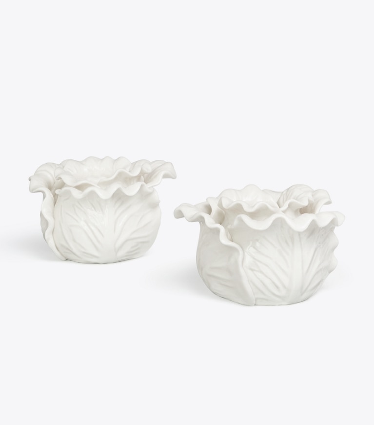 Tory Burch designer tabletop & drinkware Lettuce Ware Candle Holder, Set of 2 in White front