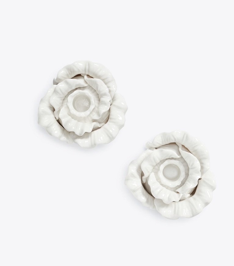 Tory Burch designer tabletop & drinkware Lettuce Ware Candle Holder, Set of 2 in White front