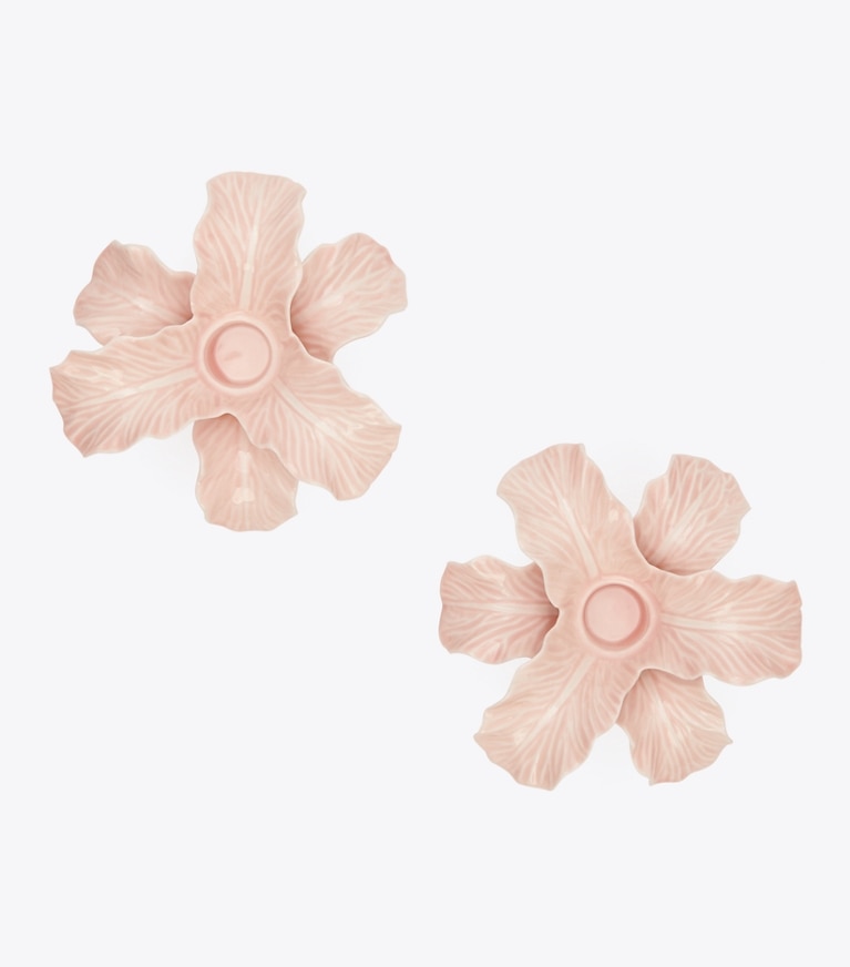 Tory Burch designer tabletop & drinkware Lettuce Ware Candlestick, Set of 2 in Pink angle