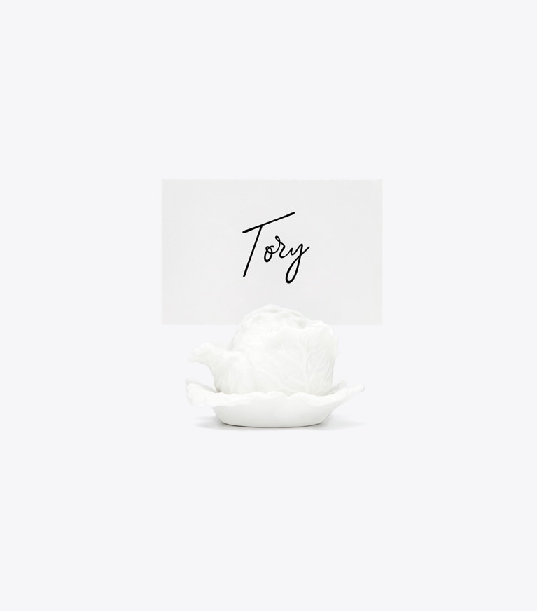 Tory Burch designer tabletop & drinkware Lettuce Ware Card Holders, Set Of 4 in White front
