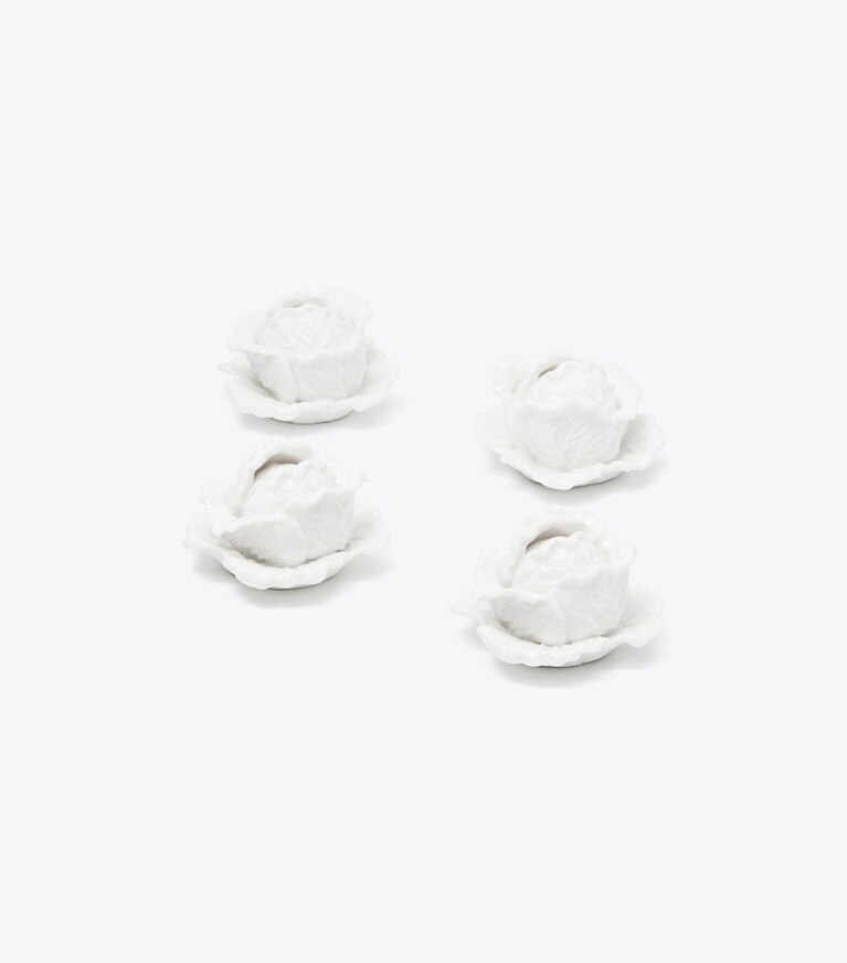 Tory Burch designer tabletop & drinkware Lettuce Ware Card Holders, Set Of 4 in White front