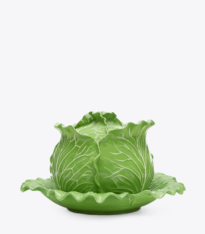 Tory Burch designer tabletop & drinkware Lettuce Ware Covered Tureen in Green front
