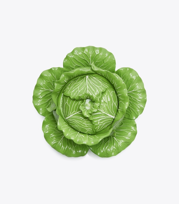 Tory Burch designer tabletop & drinkware Lettuce Ware Covered Tureen in Green overhead