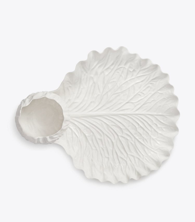 Tory Burch designer tabletop & drinkware Lettuce Ware Crudité Dish in White front