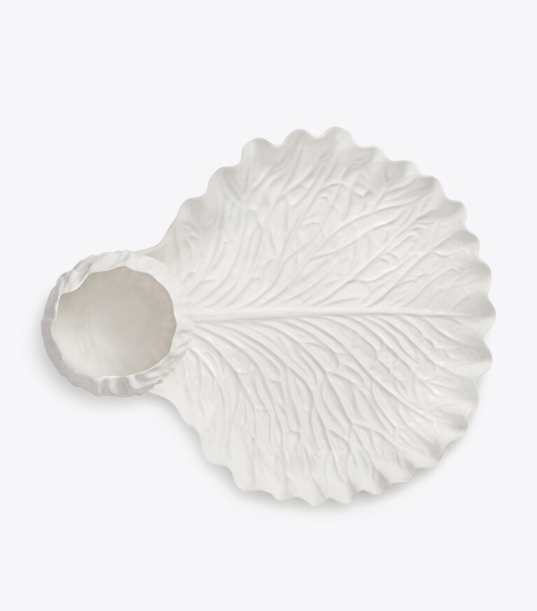 Tory Burch designer tabletop & drinkware Lettuce Ware Crudité Dish in White front