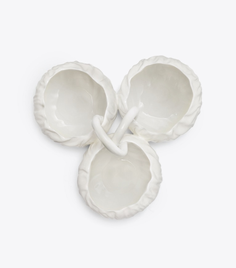 Tory Burch designer tabletop & drinkware Lettuce Ware Hors d’Oeuvres Bowl in White front