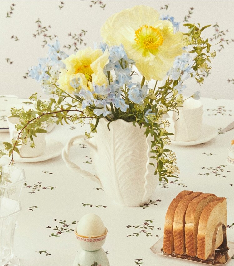 Tory Burch designer tabletop & drinkware Lettuce Ware Pitcher in White editorial