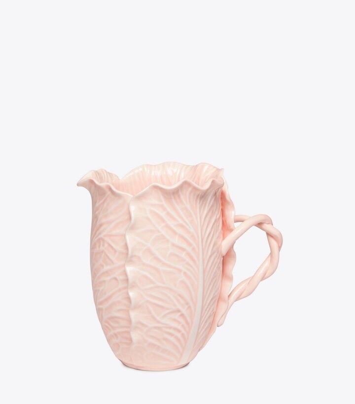 Tory Burch designer tabletop & drinkware Lettuce Ware Pitcher in Pale Pink front