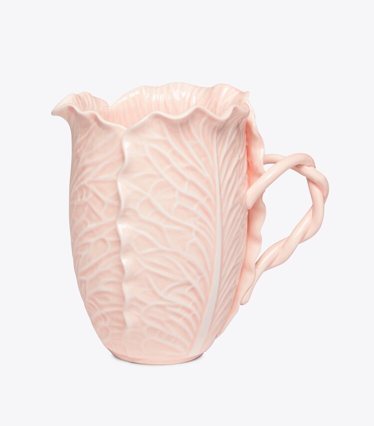 Tory Burch designer tabletop & drinkware Lettuce Ware Pitcher in Pale Pink front