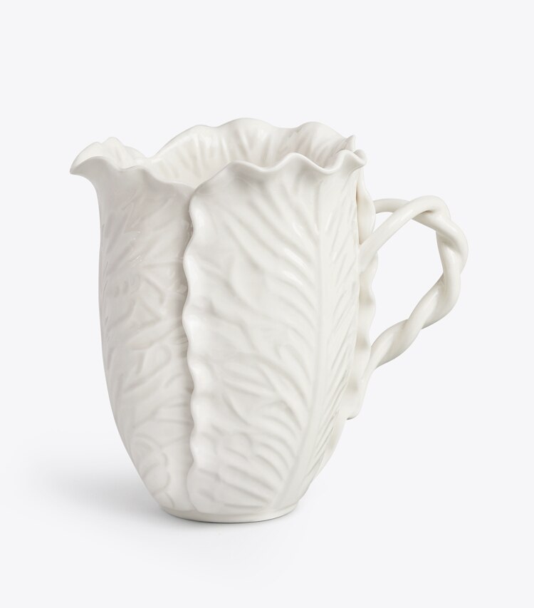 Tory Burch designer tabletop & drinkware Lettuce Ware Pitcher in White front