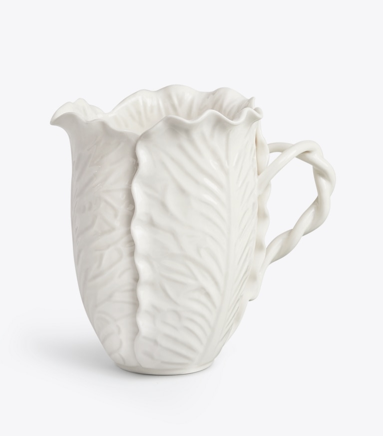 Tory Burch designer tabletop & drinkware Lettuce Ware Pitcher in White front