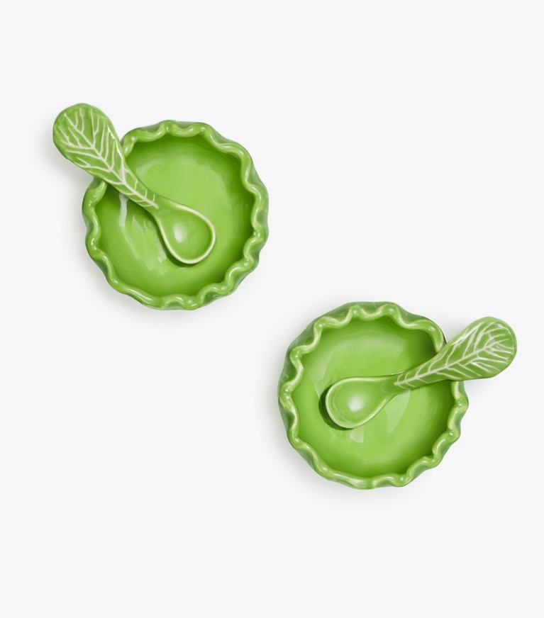 Tory Burch designer tabletop & drinkware Lettuce Ware Salt Cellar, Set of 2 in Green front