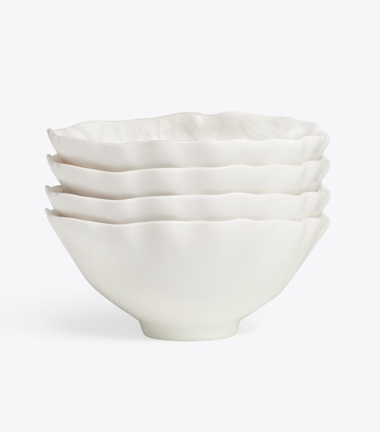 Gold and White Scalloped Soup Bowl (Set of 4)