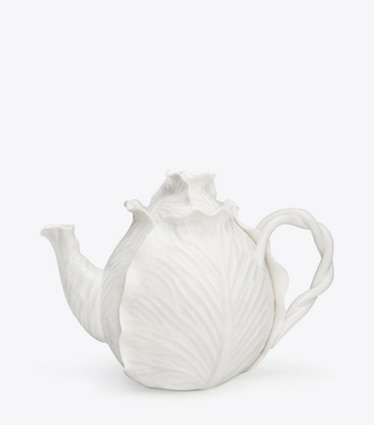 Tory Burch designer tabletop & drinkware Lettuce Ware Teapot in White front