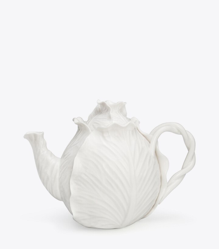 Tory Burch designer tabletop & drinkware Lettuce Ware Teapot in White front