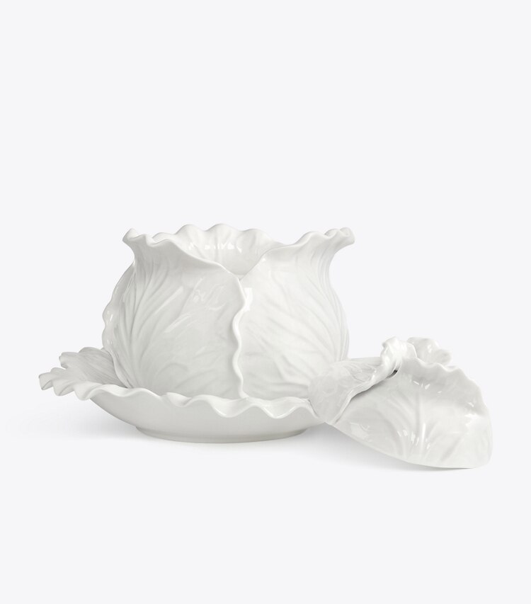 Tory Burch designer servizio da tavola Lettuce Ware Tureen in White angle