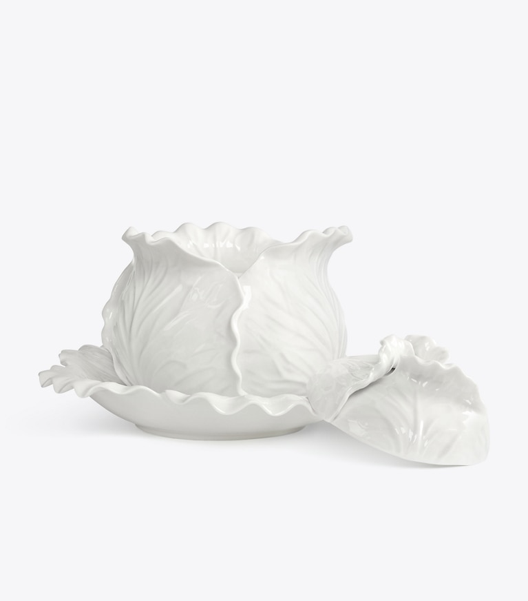 Tory Burch designer servizio da tavola Lettuce Ware Tureen in White front