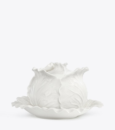 Tory Burch designer servizio da tavola Lettuce Ware Tureen in White front