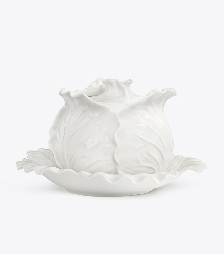 Tory Burch designer servizio da tavola Lettuce Ware Tureen in White front