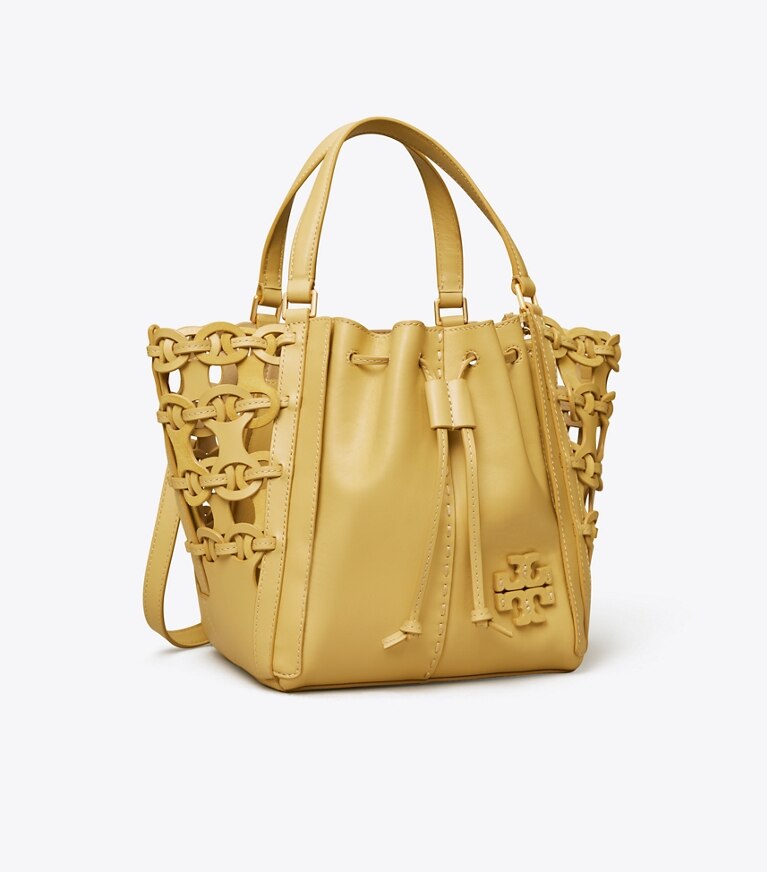 Tory Burch diseñador bolsos satchel Libélula troquelada McGraw en BEESWAX ángulo