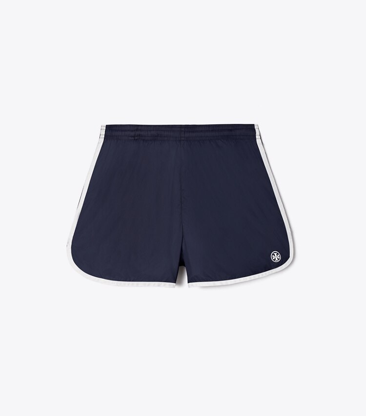 Tory Sport designer bottoms Lightweight Nylon Track Short in Tory Navy front