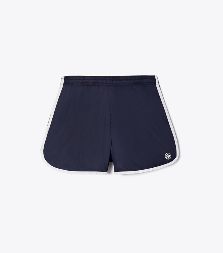 Tory Sport designer bottoms Lightweight Nylon Track Short in Tory Navy front