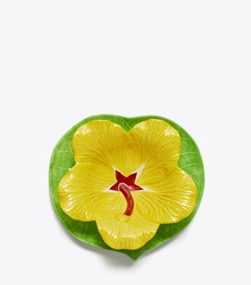 Tory Burch designer tabletop & drinkware Lily Pad Bowl And Plate Set in Green / Yellow front